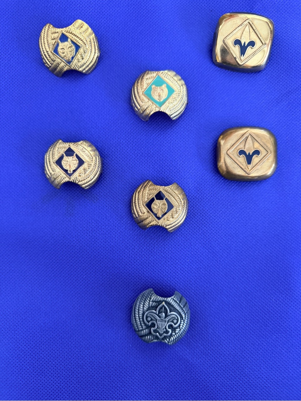 Gold & Silver Scout Emblem Pin Lot with Fleur-de-Lis Accents
